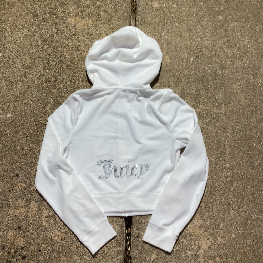 White Juicy Couture Hoodie with Rhinestone Logo